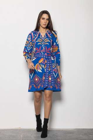 Gia Dress -- Cobalt Ikat