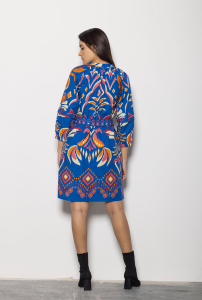 Gia Dress -- Cobalt Ikat