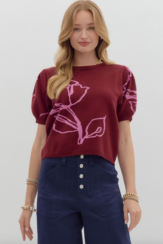 Lohanny Top-- Burgundy