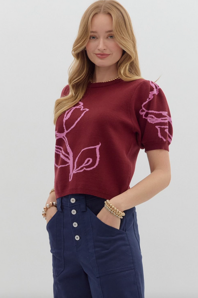 Lohanny Top-- Burgundy