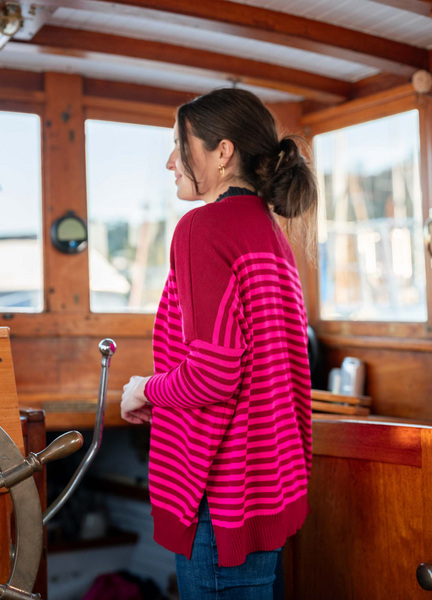 Catalina Modern Sweater -- Burgundy/Lipstick