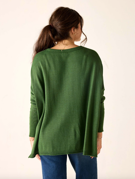 Catalina Sweater -- Green/Lipstick