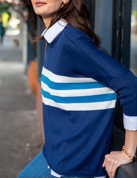 Catalina Sweater -- Navy/Teal