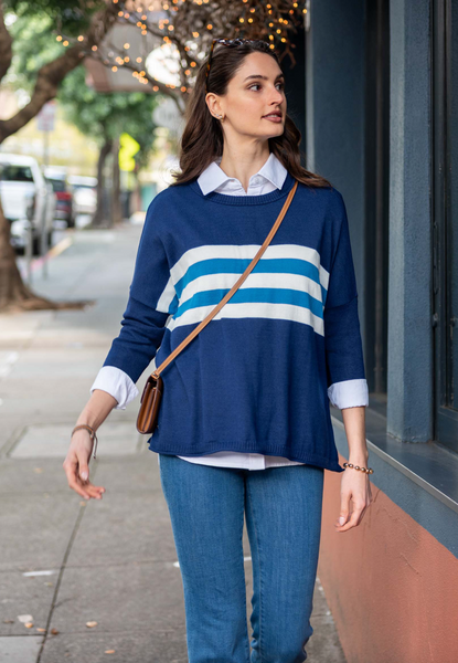 Catalina Sweater -- Navy/Teal