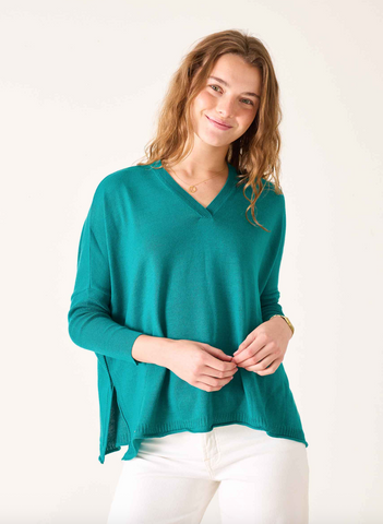 Catalina V-Neck Sweater -- Teal