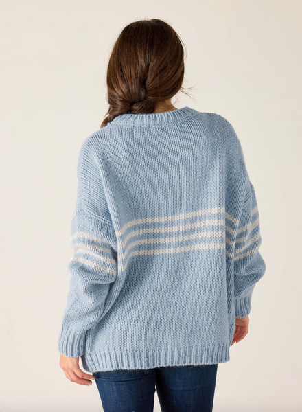 Seacoast Sweater -- Soft Sky/White