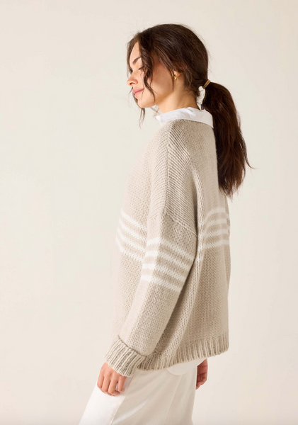 Seacoast Sweater -- Taupe/White