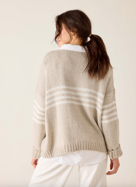 Seacoast Sweater -- Taupe/White