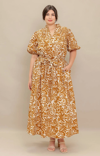 Saluda Dress -- Ivory Mustard
