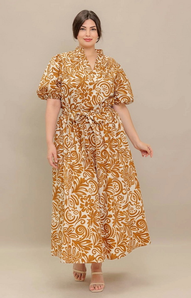 Saluda Dress -- Ivory Mustard
