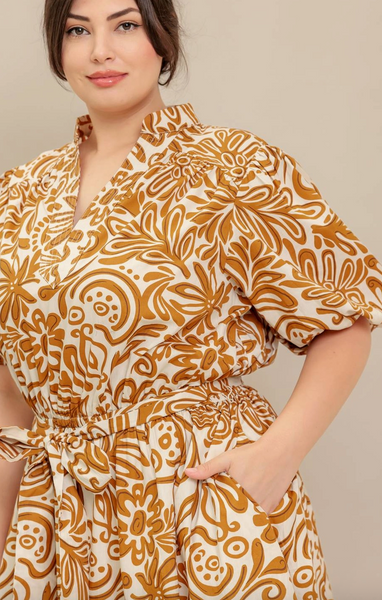 Saluda Dress -- Ivory Mustard