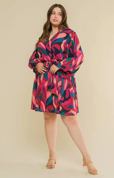 New Hope Dress -- Magenta Navy