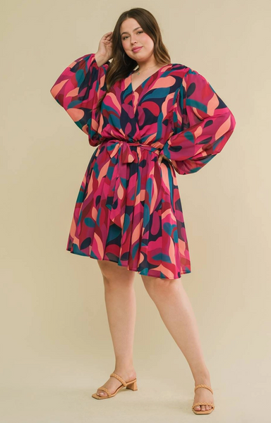 New Hope Dress -- Magenta Navy