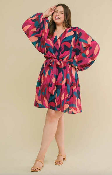 New Hope Dress -- Magenta Navy