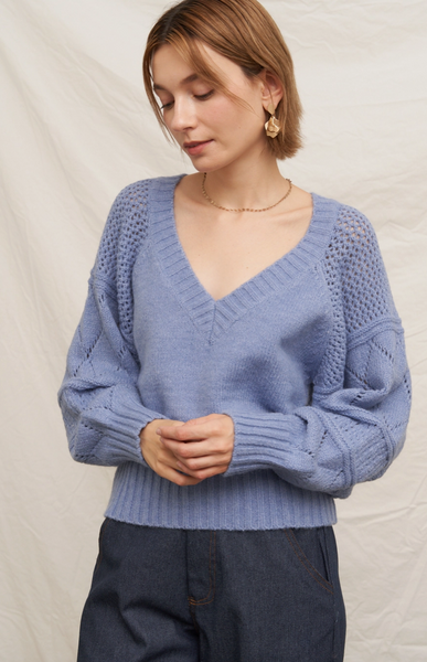 Notting Hill Sweater-- Dusty Blue