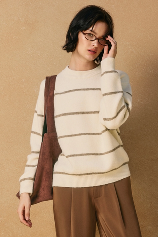 Avi Sweater -- Cream Brown