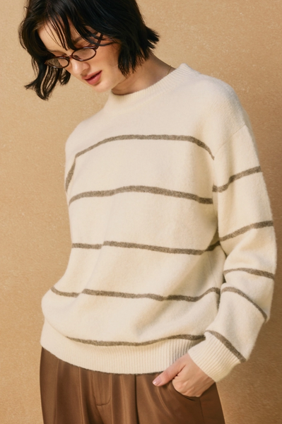 Avi Sweater -- Cream Brown
