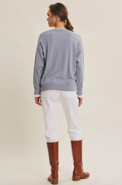 Two Tone Sweater -- Dusty Blue