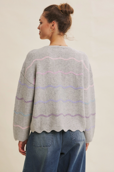 Scalloped Sweater -- Heather Gray