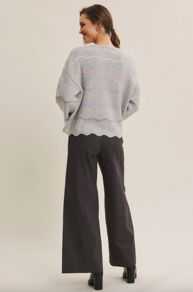 Scalloped Sweater -- Heather Gray