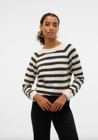 Emma Sweater -- Cream Charcoal