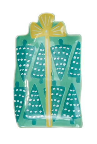 Stoneware Gift Shaped Plate - Green