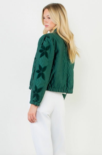 Flower Quilted Jacket -- Green