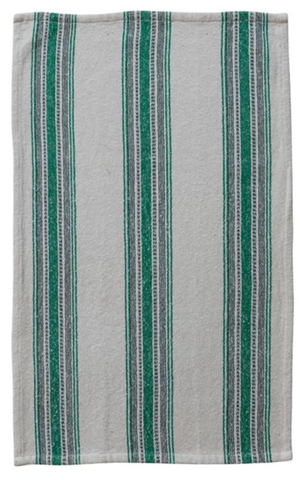 Cotton Flour Sack Tea Towel - Green Stripe