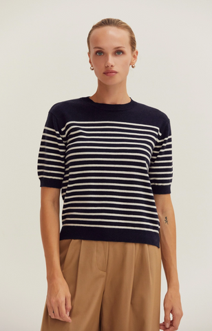 Olivia Top -- Navy Ivory