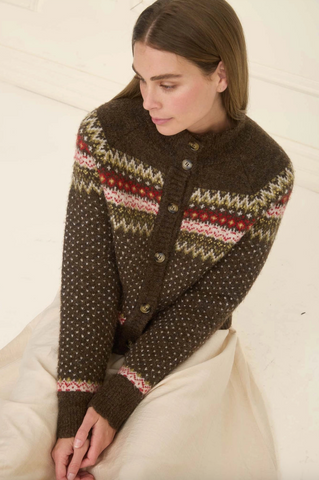 Fair Isle Cardigan -- Brown