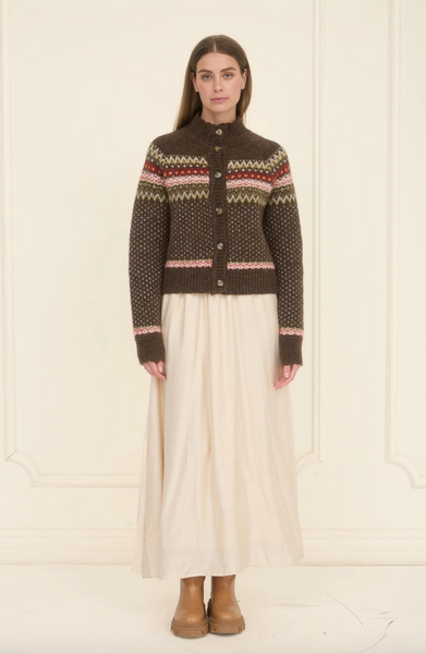 Fair Isle Cardigan -- Brown