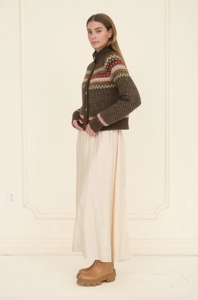 Fair Isle Cardigan -- Brown