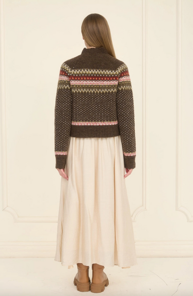 Fair Isle Cardigan -- Brown