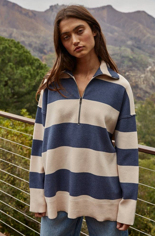 Salem Top -- Navy Cream