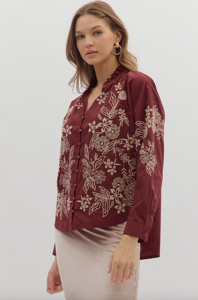 Kirsten Top -- Burgundy
