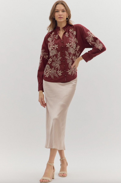 Kirsten Top -- Burgundy