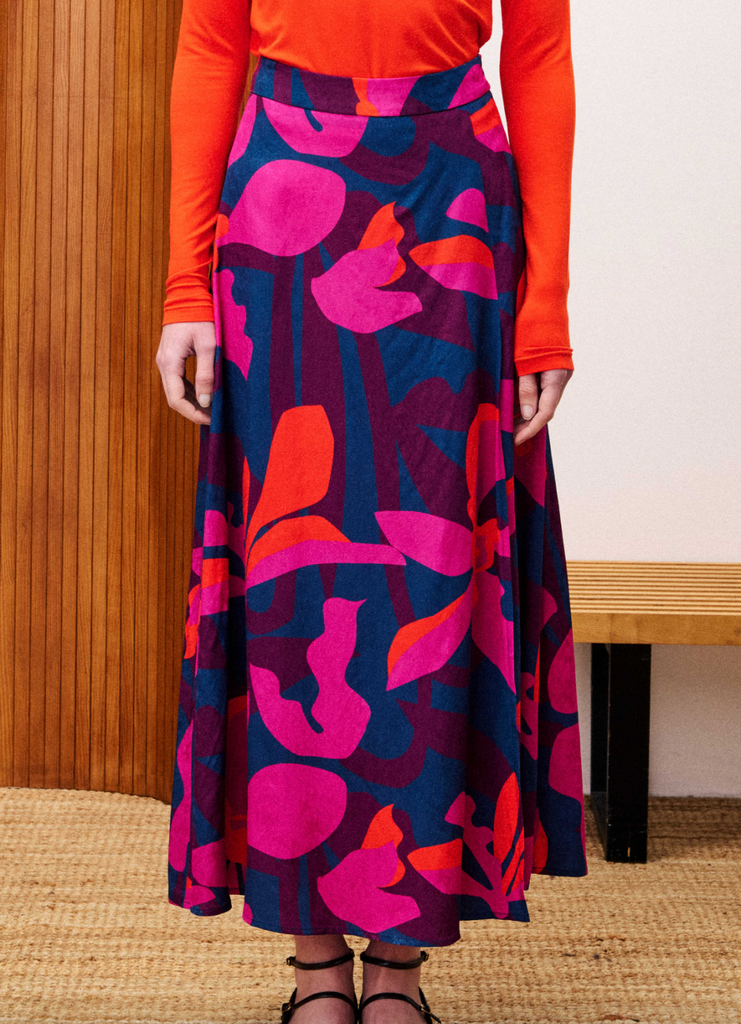 Burmese Skirt -- Geo Flowers