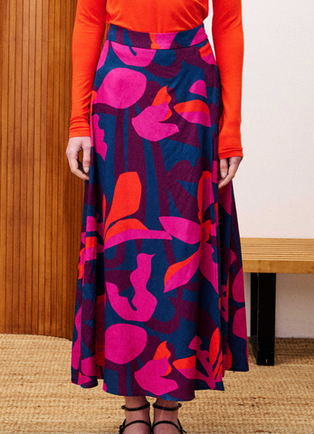 Burmese Skirt -- Geo Flowers