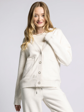 Serenity Fleece Cardigan -- Heather Oatmeal
