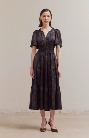 Marie Dress -- Black Floral