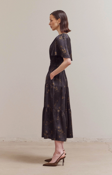 Marie Dress -- Black Floral