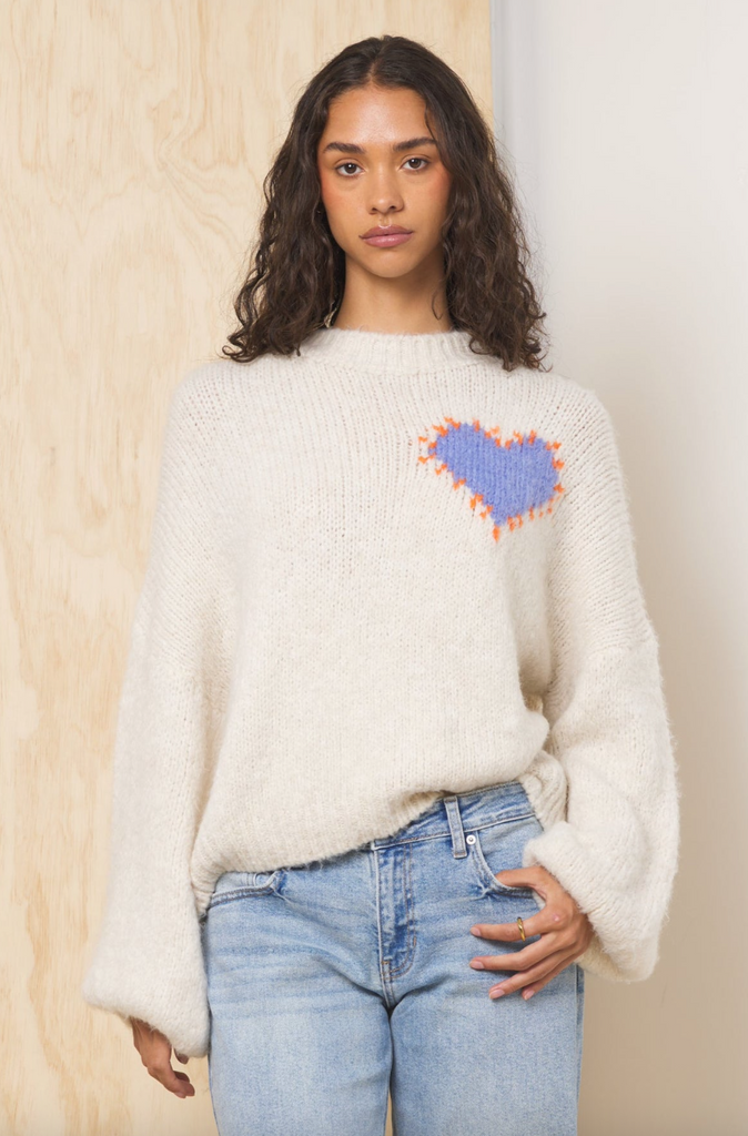 Heart Sweater -- Ecru