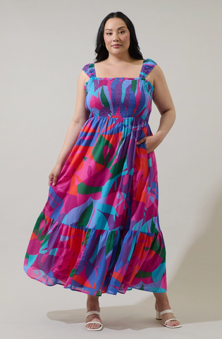 Tayla Dress -- Magenta/Blue