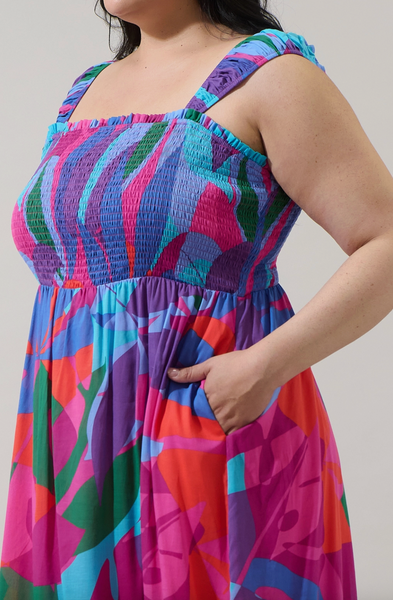 Tayla Dress -- Magenta/Blue