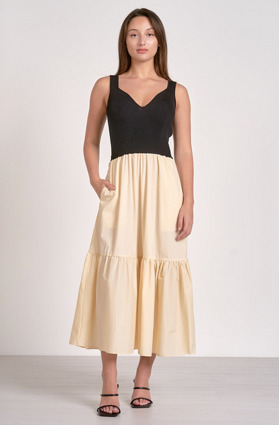 Lucia Dress -- Black Beige