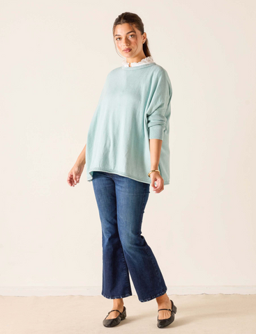 Catalina Cotton Sweater -- Sea Glass