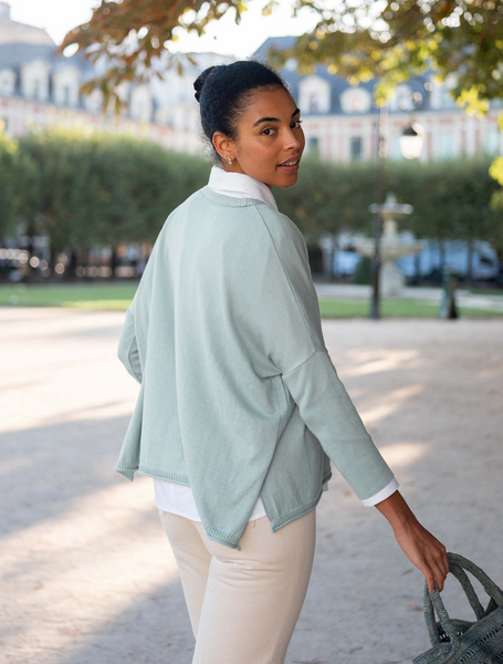 Catalina Cotton Sweater -- Sea Glass