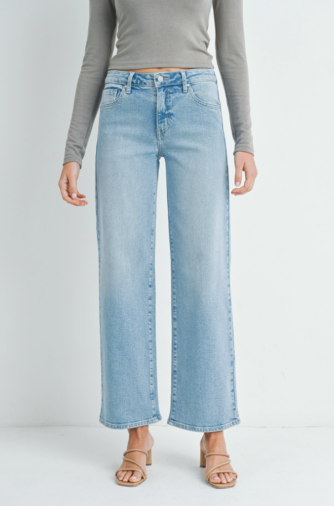 Slim Wide Leg Jeans -- Light Wash