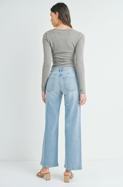 Slim Wide Leg Jeans -- Light Wash