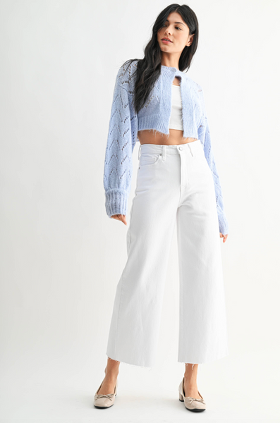Scissor Cut Wide Leg Jeans -- Optic White